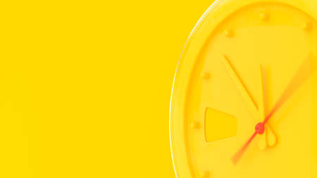 Yellow alarm clock was ringing at 11.53 and copy space for your text. Minimal idea concept, 3D Render.の写真素材