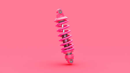 Pink shock absorber on pink background.  copy space for your text. Beautiful car accessories and...