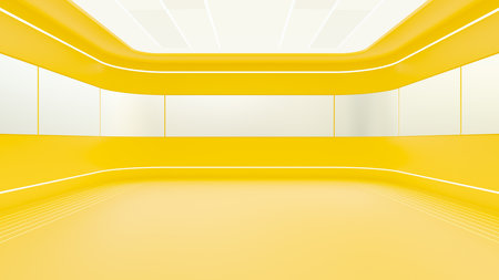 Yellow empty room for text or advertising banners. 3D Rendre.の写真素材