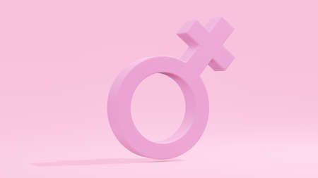Pink female gender symbol. Minimal idea concept, 3D Render.の写真素材