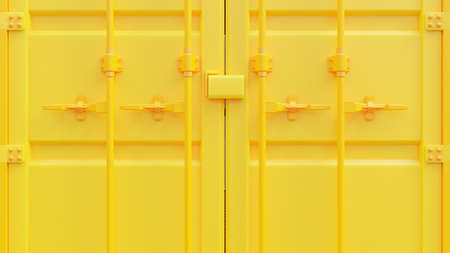 Side of the yellow container. Abstract background for put banner and message. Minimal idea concept, 3D Render.の写真素材