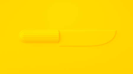 Yellow knife on yellow background. minimal idea concept, 3D Render.の写真素材