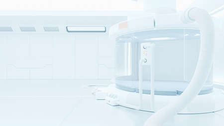 Scientific laboratory or empty white room. Technology background and science concept. 3D Render.の写真素材