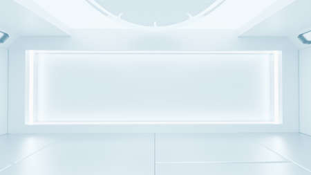 Scientific laboratory or empty white room. Technology background and science concept. 3D Render.の写真素材