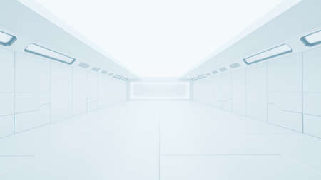 Scientific laboratory or empty white room. Technology background and science concept. 3D Render.の写真素材