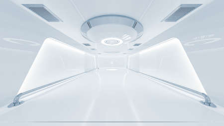 Scientific laboratory or empty white room. Technology background and science concept. 3D Render.