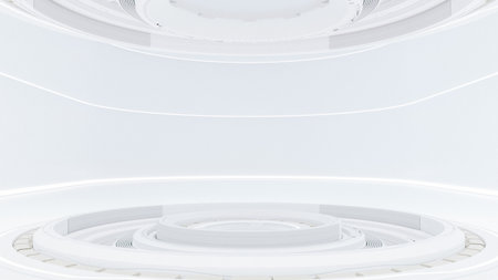 Scientific laboratory or empty white room. Technology background and science concept. 3D Render.の写真素材