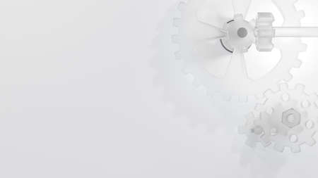 Several translucent gear. Light from the side creates high contrast. Space for banner and logo background. Minimal idea concept, 3D Render.の写真素材