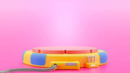 Technology Background. Power podium bright colors empty stage. Sci-fi idea concept. Technological...