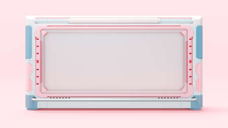 Technology Background. Billboard pink and blue pastel color Mock-Up blank screen. Sci-fi idea concept. Technological element innovation background, 3D Render.の写真素材