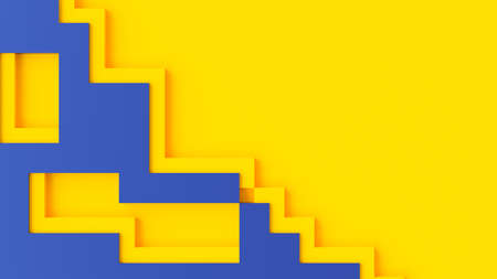 Yellow abstract background. Square grid design. minimal concept, 3D Render.の写真素材