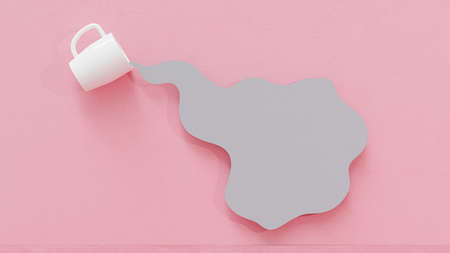 Pink cement wall and frame that look like water spilling out of a glass. Minimal idea concept, 3D Render.の写真素材