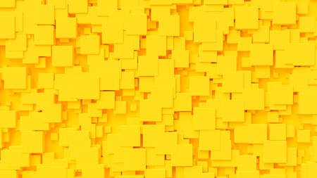 Yellow abstract background. Yellow squares overlapping. Minimal idea concept, 3D Render.の写真素材