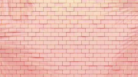 Pink Brick wall and Shadow from tree. for texture background. 3D Render.の写真素材