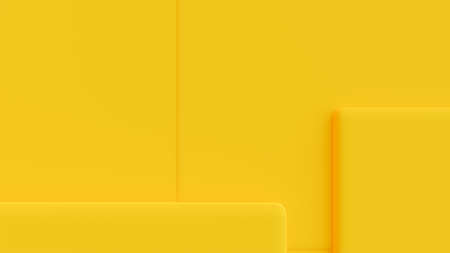 Yellow abstract background. Yellow squares overlapping. Minimal idea concept, 3D Render.の写真素材