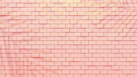 Pink Brick wall and Shadow from tree. for texture background. 3D Render.の写真素材
