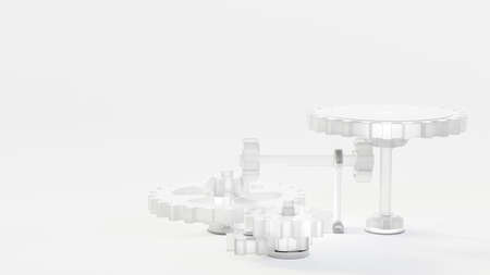 Minimal concept. White gear. on white background. Concept, Idea drive and development. 3D Render.の写真素材