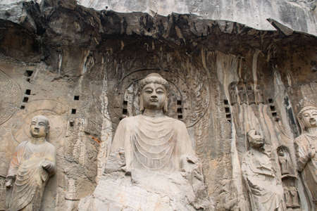 The Longmen Grottoes are located on both banks of the Yi River, near Luoyang City, Henan province, China. の写真素材