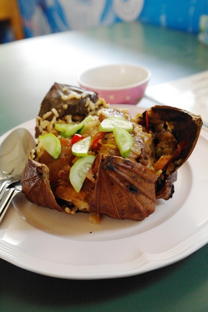 cooked rice wrapped lotus leaf at Suphanburi の写真素材