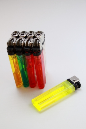 Colorful cigarette lightersの写真素材