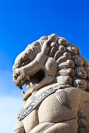 Stucco lions. Ancient stucco molding. Chinese art.の写真素材
