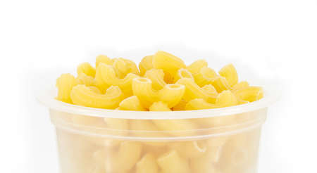 macaroni in a cup white  isolated on white background の写真素材