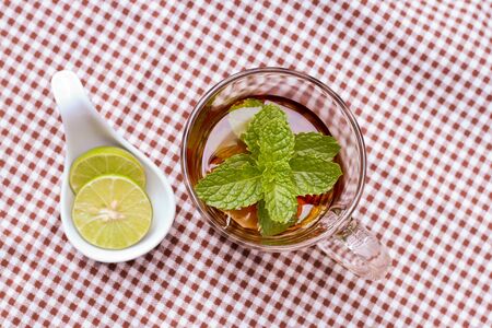 Tea time  Tea with lemon and mint の写真素材