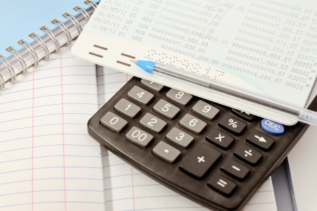 Financial information for business  Bank book with dollar の写真素材