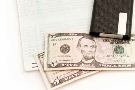 Financial information for business  Bank book with dollar の写真素材