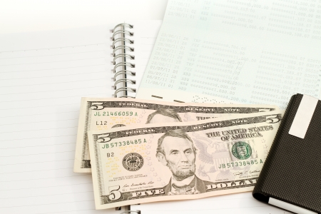 Financial information for business  Bank book with dollar の写真素材