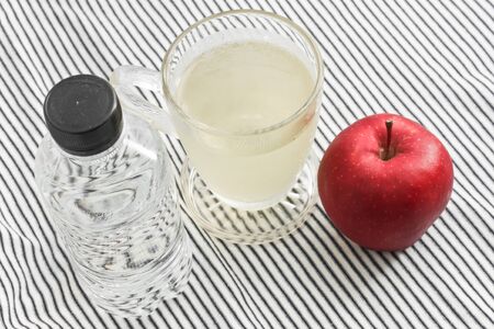 Aloe vera juice and apple  Drink to health and weight loss の写真素材