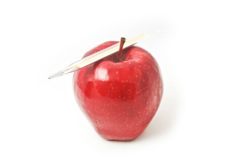 Apple and thermometer health care  Concept and idea for health の写真素材