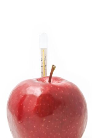 Apple and thermometer health care  Concept and idea for health の写真素材