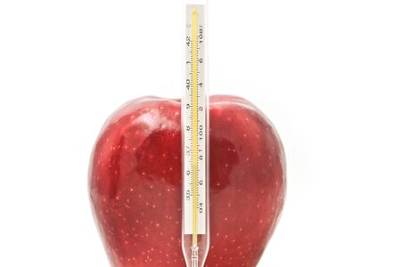 Apple and thermometer health care  Concept and idea for health の写真素材