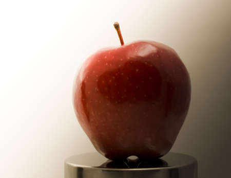 Closeup dark red apple fruit  Apples contain fiber and vitamins の写真素材