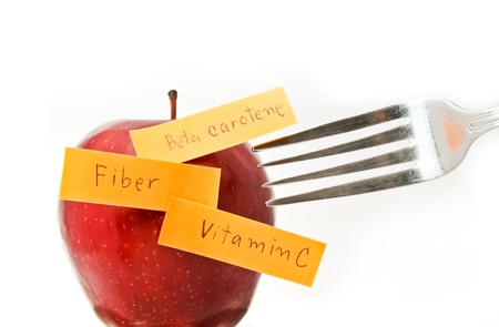 Apple diet concept  Apple wrote a fiber, vitamins, beta-carotene の写真素材