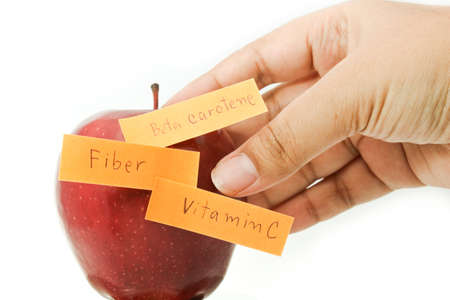 Apple diet concept  Apple wrote a fiber, vitamins, beta-carotene の写真素材
