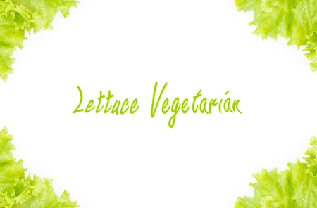 Frame of fresh lettuce on white background. Border With Vegetables.の写真素材