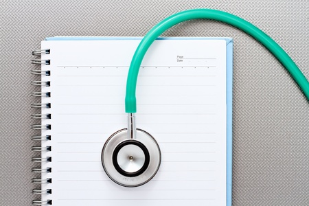 Concept of medical education with book and stethoscopeの写真素材
