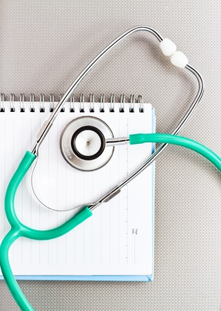 Concept of medical education with book and stethoscopeの写真素材
