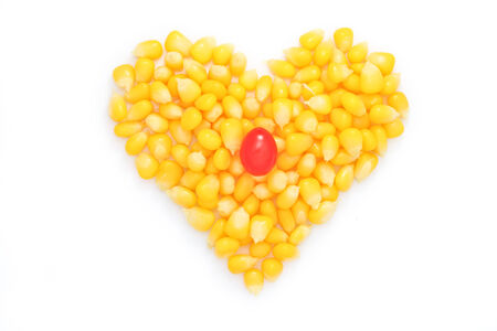 Heart of corn salad  Suggesting love and health の写真素材