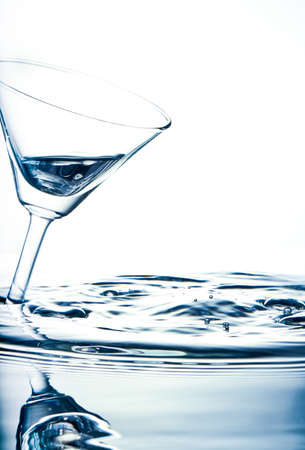 Fresh water in a glass and reflection.の写真素材