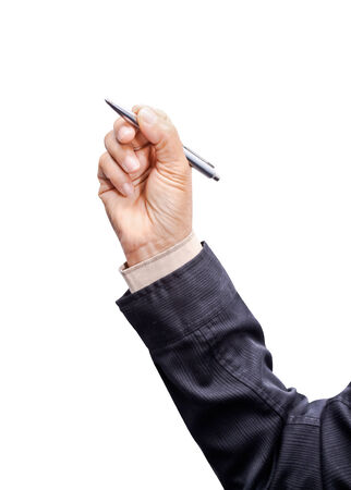 Hand holding a pen. Businessman hand holding.の写真素材
