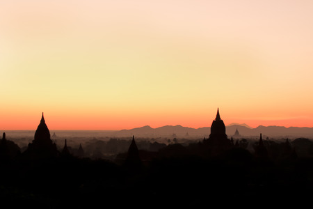 Ancient pagodas in Bagan. Pagoda silhouette.の写真素材