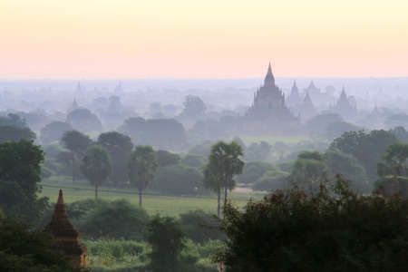 Ancient pagodas in Bagan. Pagoda silhouette.の写真素材