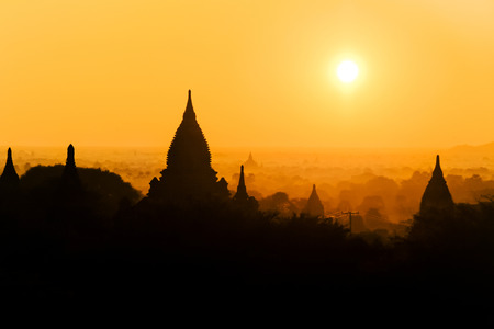 Ancient pagodas in Bagan. Pagoda silhouette.の写真素材