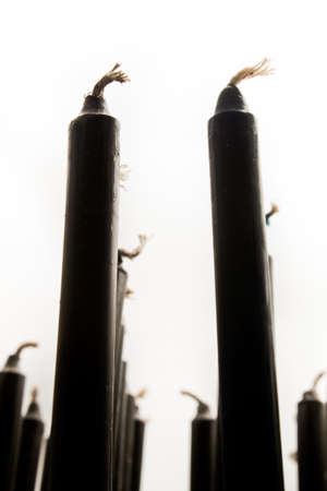 Candle wax black arranged. Candle sticks.の写真素材
