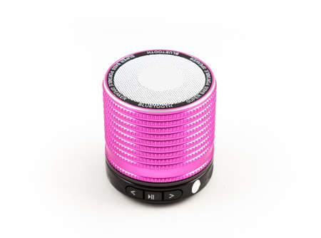 Pink speaker  . Sound loudspeaker or stereo equipment on a white background.の写真素材