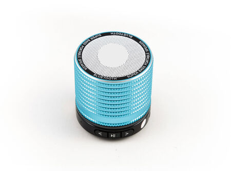 Blue speaker  . Sound loudspeaker or stereo equipment on a white background.の写真素材