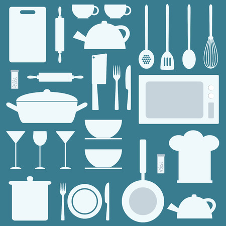 Kitchen utensil set vector background.のイラスト素材